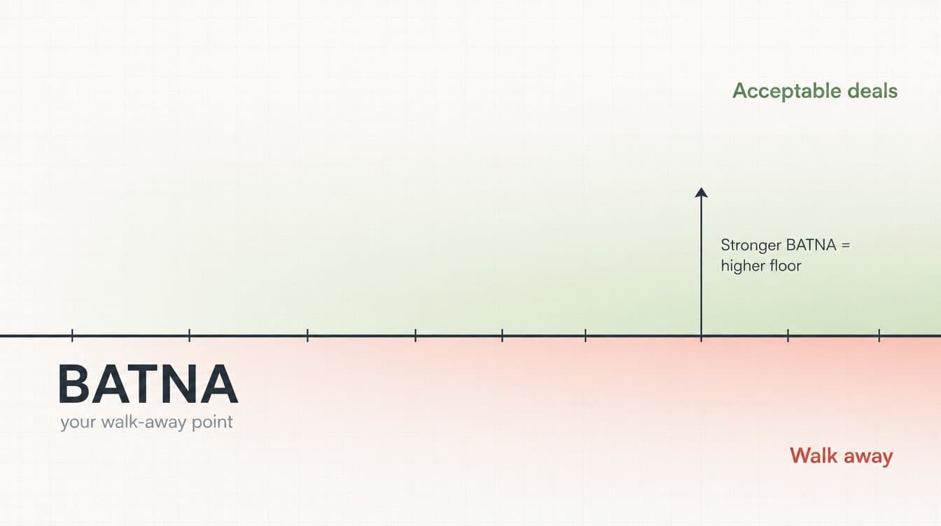 Diagram showing how BATNA sets the floor for what you should accept in a negotiation